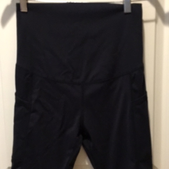 Maternity | high waisted maternity capri Leggings pants pockets Black Size S - Picture 1 of 7
